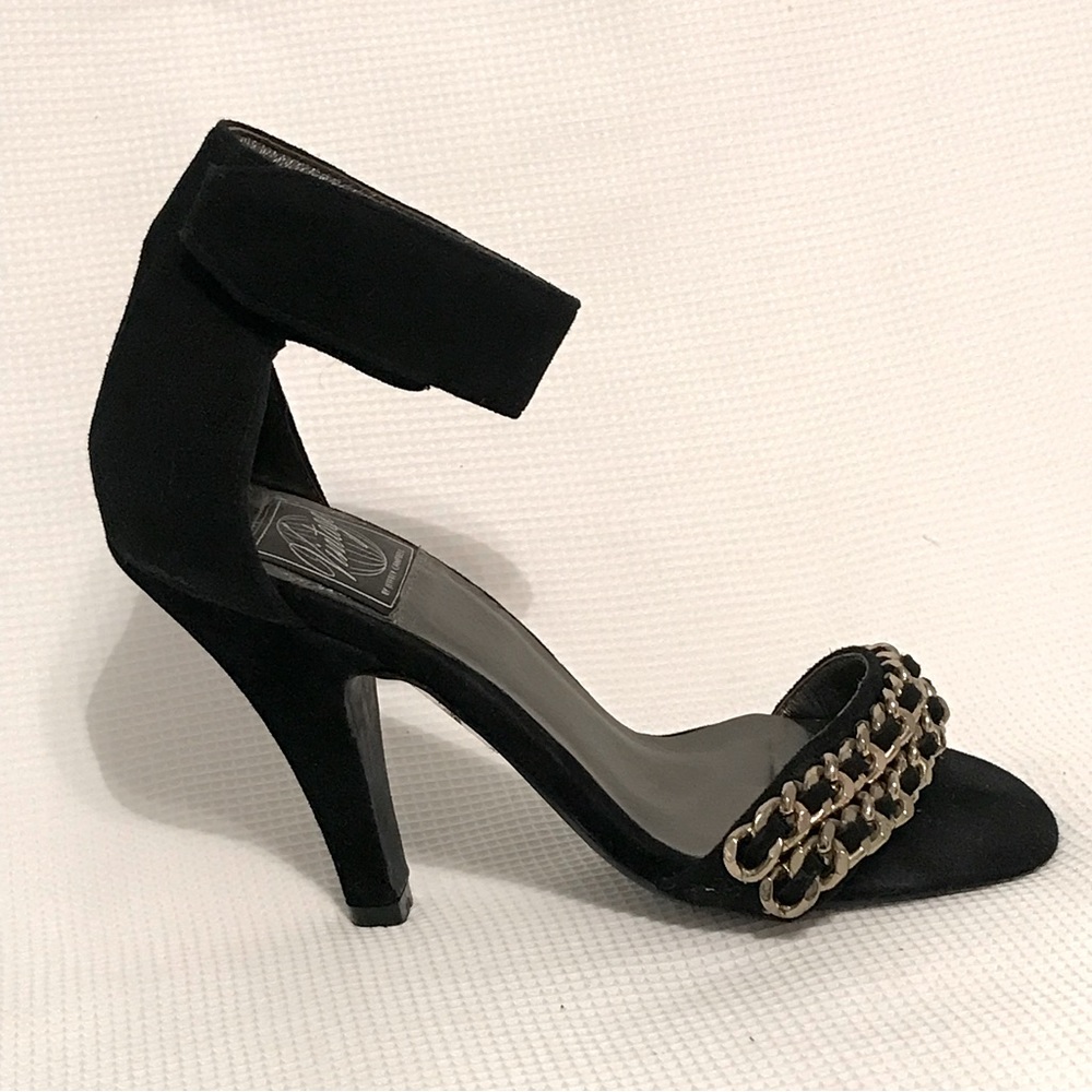 Jeffrey Campbell Black Suede Hough Ankle Strap Heel Size 5